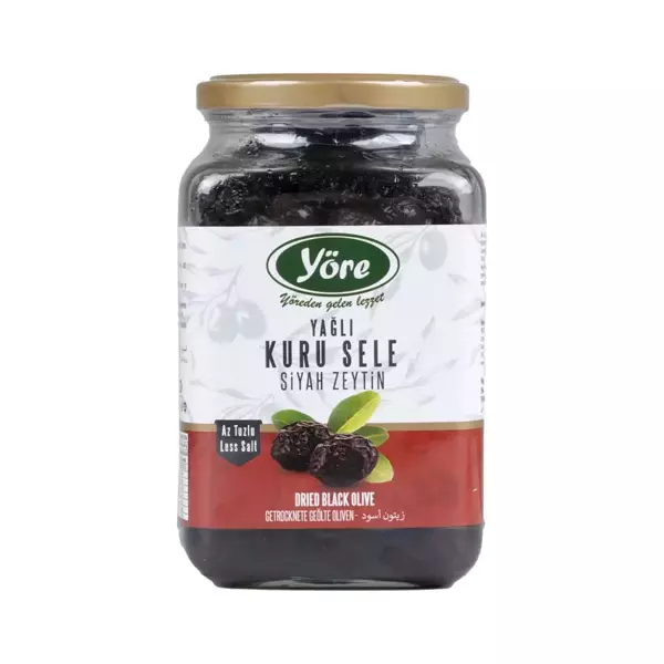Yöre Gemlik Yağlı Kuru Sele Siyah Zeytin 2 X 550  gr (291-320 Kalibre) - Image 1
