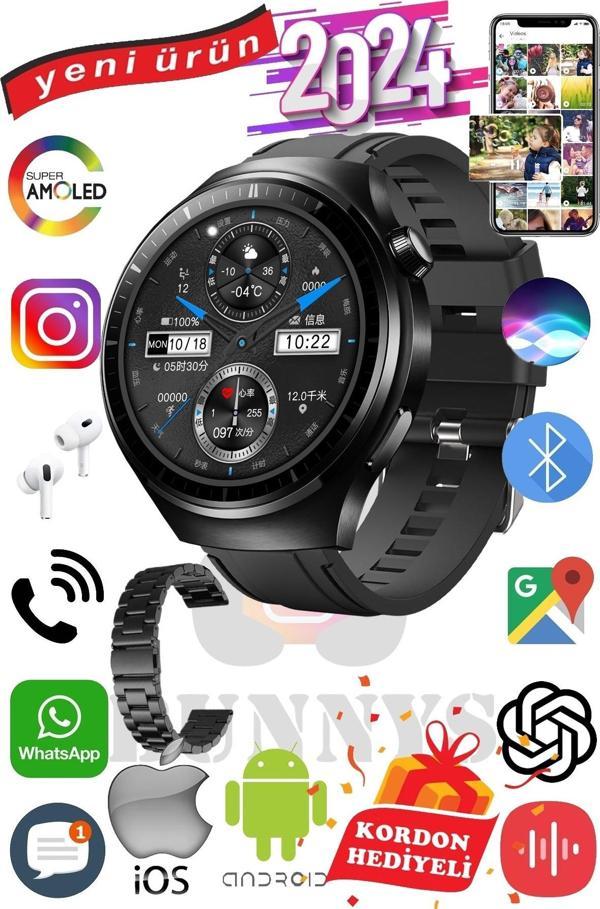 Poco X3 Uyumlu Akıllı Saat Erkekler İçin Konuşma Özellikli Metal Kordon Hediyeli - Image 1