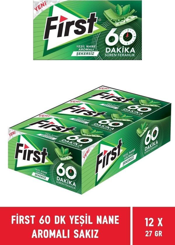 First Sensations 60 Dakika Yeşil Nane Aromalı Sakız 27 Gr - 12 Adet - Image 1