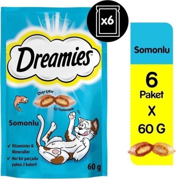 Dreamies Somonlu Kedi Ödül Maması 60 Gr 6 Adet - Image 1