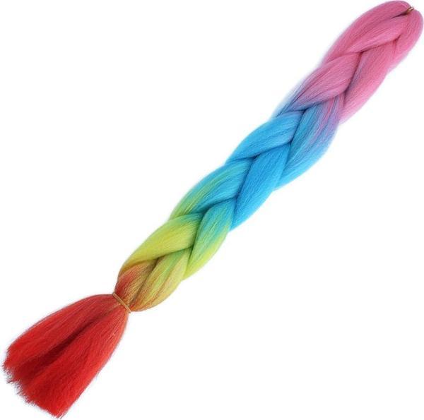  Afrika Örgülük Ombreli Sentetik Saç 100 Gr. - Pembe / Açık Mavi / Sarı / Kırmızı - Image 1