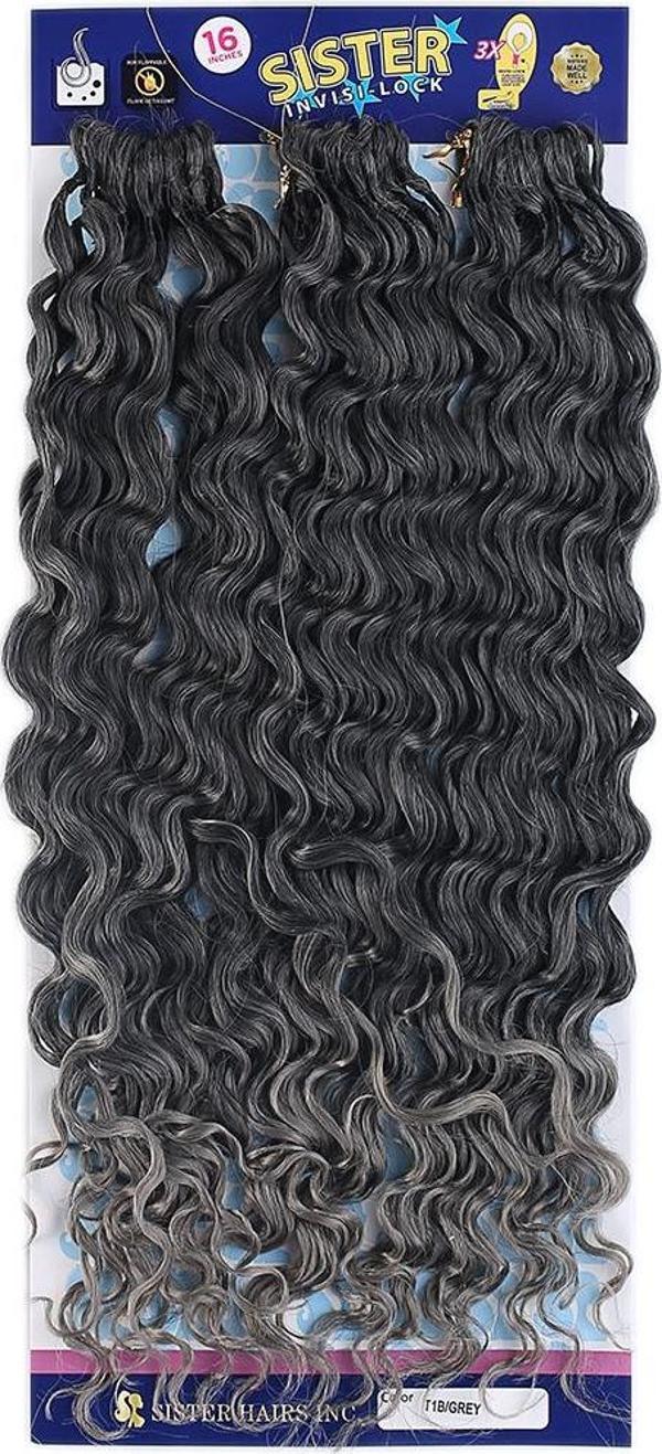  Sister Afro Dalgası Saç - Siyah Gri Ombreli T1B/Grey - Image 1