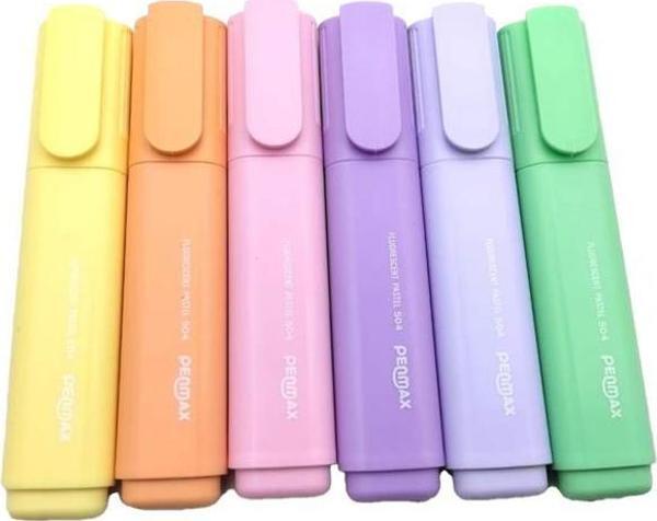 Penmax Fosforlu İşaretleme Kalemi Pastel Renkler 6'lı Set - Image 1