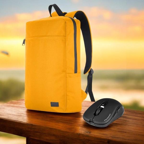 Classone Mila PR-EK108 15,6'Su Geçirmez Kumaş Fermuar Notebook Sırt Çantası+Kablosuz Mouse - Image 1