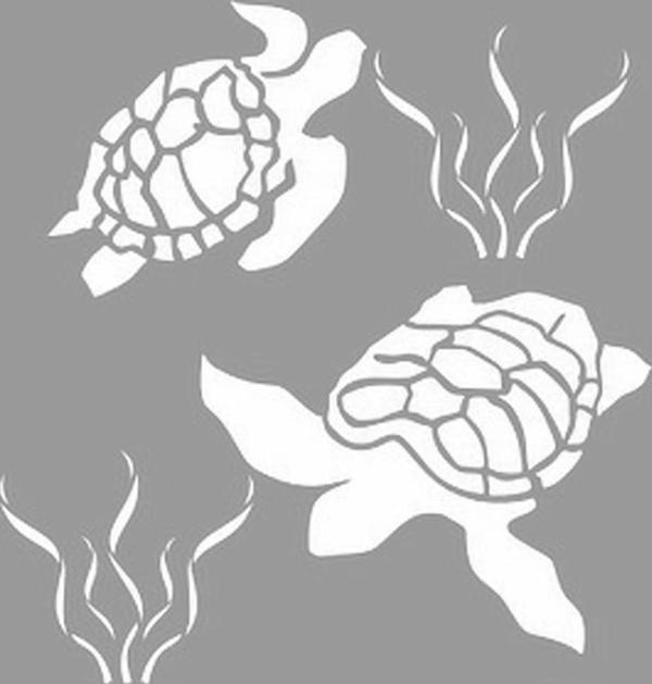 Caretta Caretta Stencil Boyama şablonu 30x30cm,Duvar Stencil,Fayans Stencil,Mobilya Stencil - Image 1
