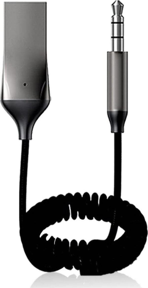 Aux Bluetooth 5.0 Araç Kiti Wireless Dönüştürücü Stereo Aux Çevirici Mikrofonlu Handsfree - Image 1