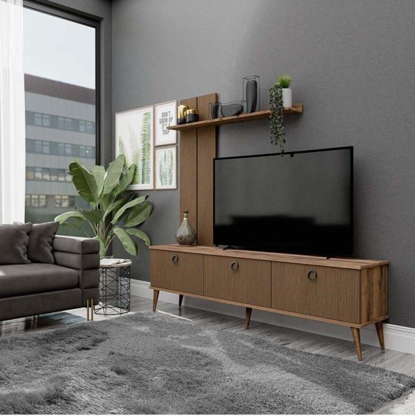Mezza 1380 TERRA 180 CM (AHŞAP AYAKLI) TV ÜNİTESİ HAT - KAPLAN - Image 1