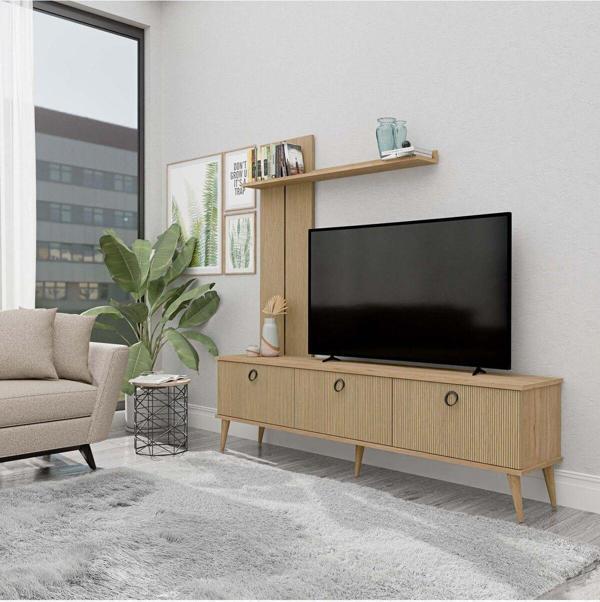 Mezza 1382 TERRA 180 cm (AHŞAP AYAKLI) TV ÜNİTESİ SEPET - YUNUS - Image 1