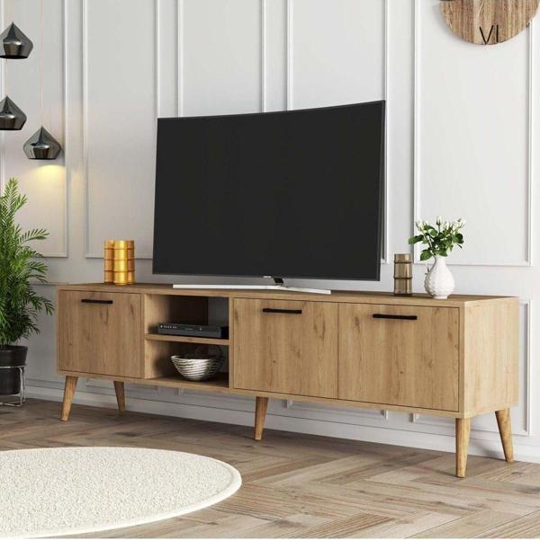 Mezza 1587 Exxen 180 Cm (AHŞAP AYAKLI) Tv Ünitesi Sepet Rengi - Image 1