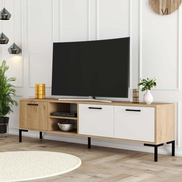 Mezza 1594 Aurora (METAL AYAKLI) Tv Ünitesi Sepet - Beyaz - Image 1