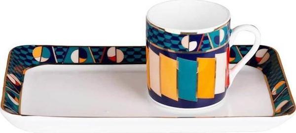 LuckyArt Leslie Bone Tepsili Kahve Fincan Seti - Image 1