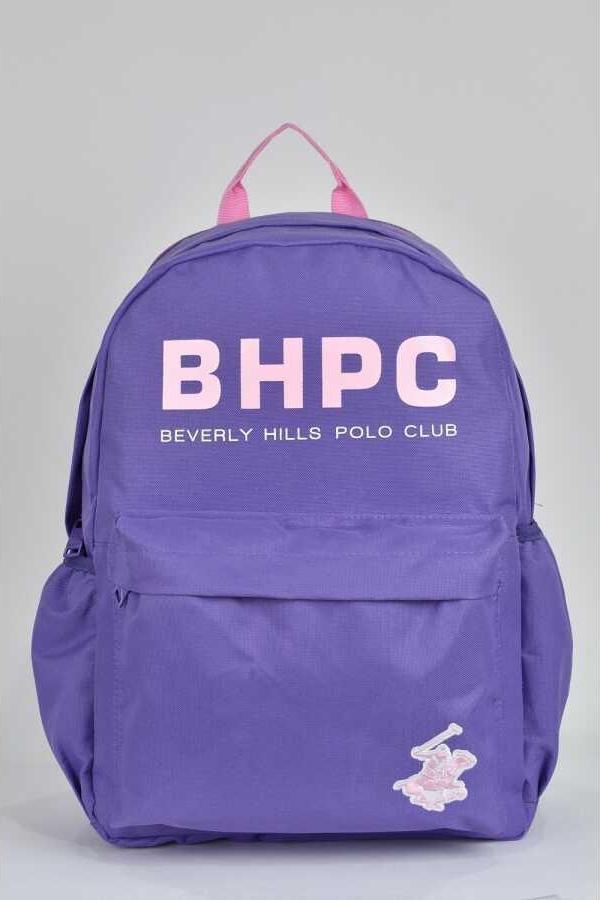 Beverly Hills Polo Club Unisex Çok Gözlü Günlük Seyahat Okul Sırt Çantası Lila 04154 - Image 1
