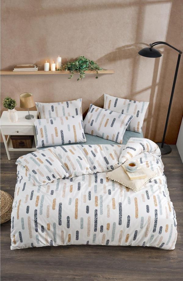 Tabu Home Ranforce Çizgili Harmoni Çift Kişilik Nevresim Takımı - Image 1