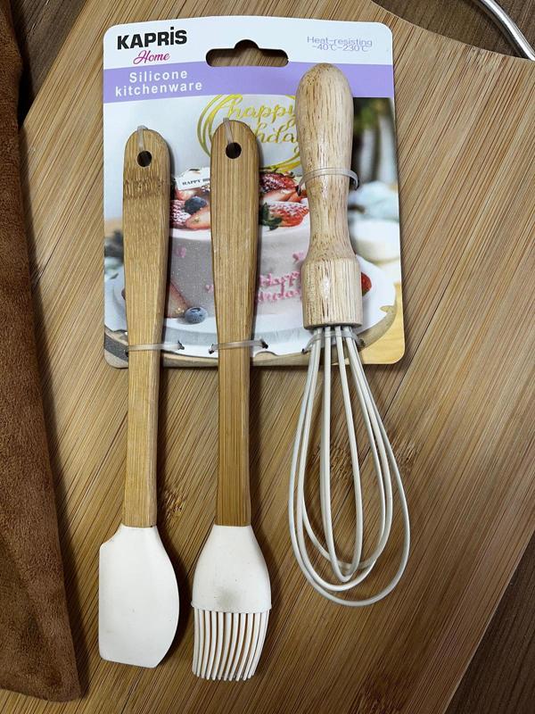 Kapris 3 Lü Mini Silikon Fırça Spatula Seti Bej KAP-599 - Image 1