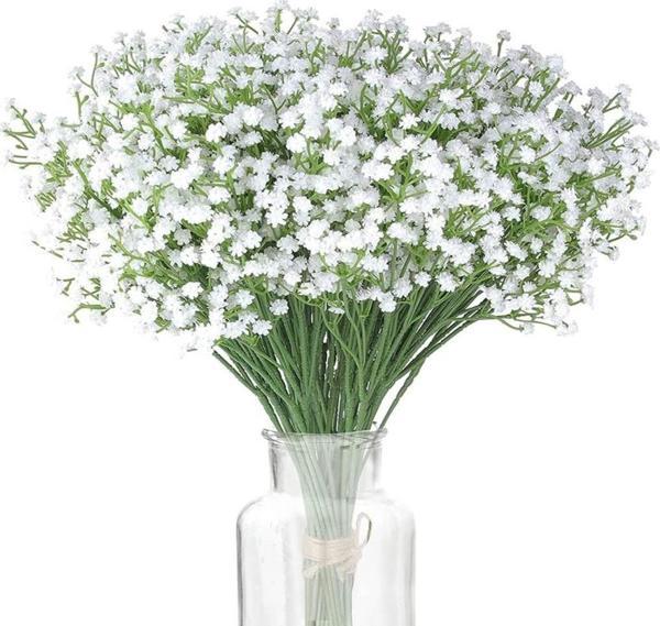 Netten Evime 3lü Set Uzun Dal Yapay Çiçek Plastik Beyaz Cipso 4Dallı 63 cm - Image 1