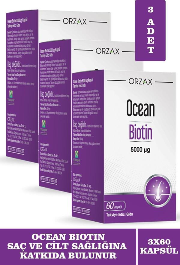 Ocean Biotin 5000 mcg 60 Kapsül 3 Adet - Image 1