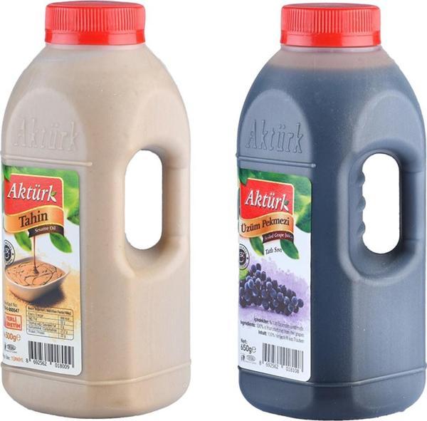 Aktürk Tahin 500 gr + Üzüm Pekmezi 650 gr 2 li Set - Image 1