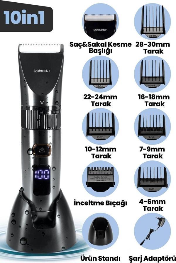 Goldmaster Diego GM9103 10in1 Islak Kuru Şarjlı Saç Kesme Makinesi - Image 1