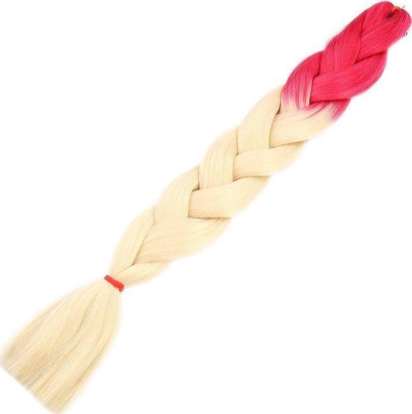  Afrika Örgülük Sentetik Ombreli Saç 100 Gr. - Pembe / Platin - Image 1
