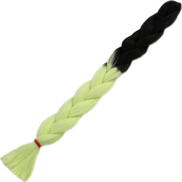  Afrika Örgülük Sentetik Ombreli Saç 100 Gr. - Siyah / Açık Fıstık Yeşili - Image 1