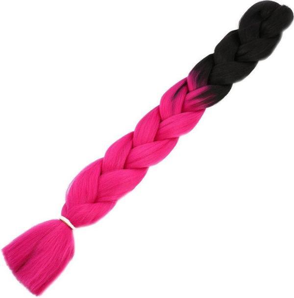  Afrika Örgülük Sentetik Ombreli Saç 100 Gr. - Siyah / Fuşya - Image 1