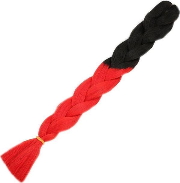  Afrika Örgülük Sentetik Ombreli Saç 100 Gr. - Siyah / Kırmızı - Image 1