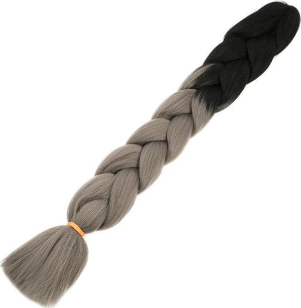  Afrika Örgülük Sentetik Ombreli Saç 100 Gr. - Siyah / Koyu Gri - Image 1