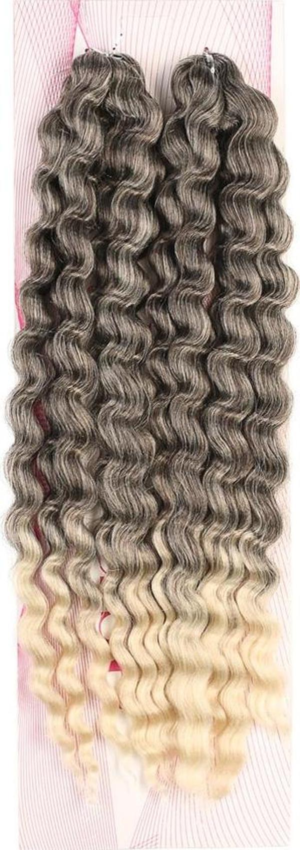  Nice Bulk Afro Su Dalgası Saç - Kahve / Platin Ombreli - Image 1