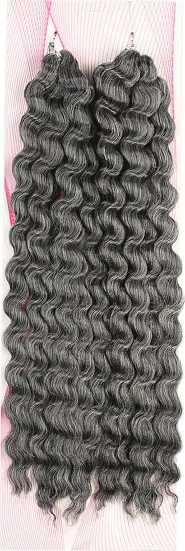  Nice Bulk Afro Su Dalgası Saç - Koyu Gri - Image 1