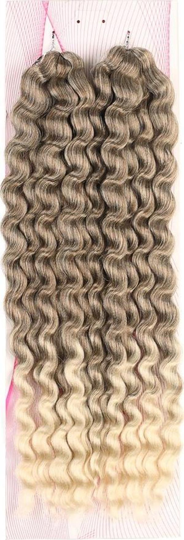  Nice Bulk Afro Su Dalgası Saç - Küllü Kahve / Platin Ombreli - Image 1