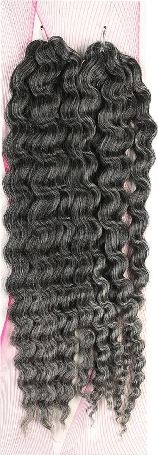  Nice Bulk Afro Su Dalgası Saç - Siyah / Gri Ombreli - Image 1