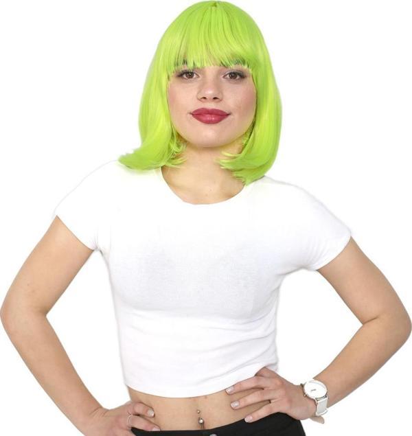  Küt Kahküllü Fiber Sentetik Peruk - Neon Sarı - Image 1