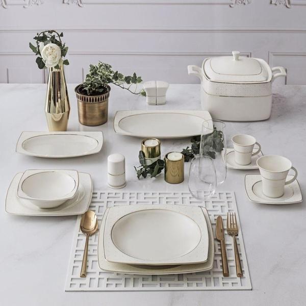 Güral Porselen 85 Parça Caroline Kare Bone 12 Kişilik Yemek Takımı GBSCR85KYT8305113 - Image 1