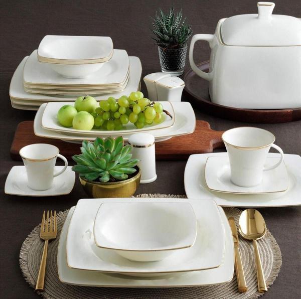 Güral Porselen Carolıne 85 Parça Kare Bone Yemek Takımı - 20 - Image 1