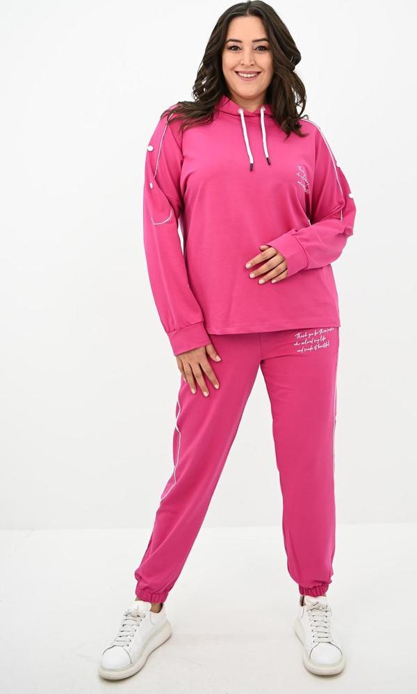 Kadın Büyük Beden Aksesuar Çıtçıt Detaylı Eşofman Takımı 8144-25 - Image 1