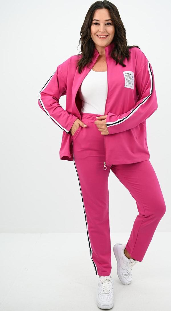 Kadın Büyük Beden Fermuarlı Yaka Şerit Detaylı Eşofman Takımı 8135-25 - Image 1