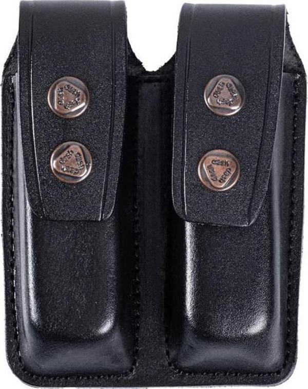 Hakiki Deri Çiftli Şarjör Kılıfı 9 mm - Siyah (YT-021) - Image 1