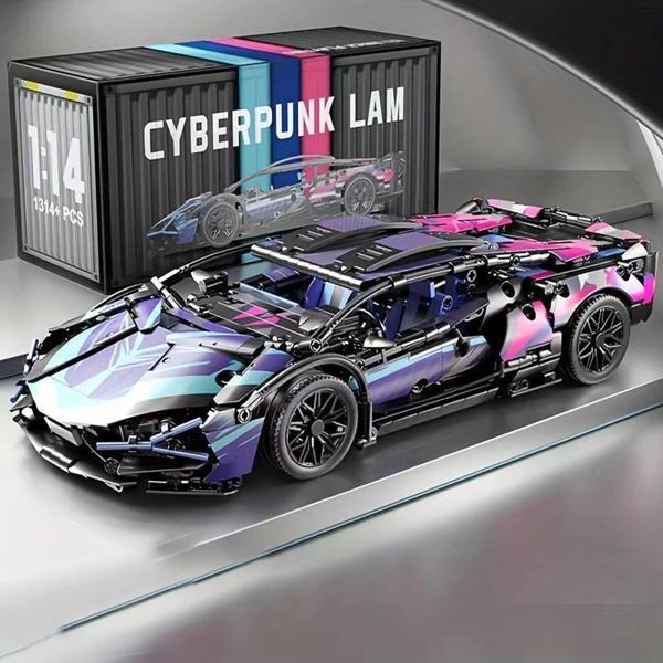 1280 parça Cyberpunk Mor Cool 1:14 Ölçekli Spor Araba Yapı Blokları Seti 3D Montaj Modeli Kiti, Genç - Image 1