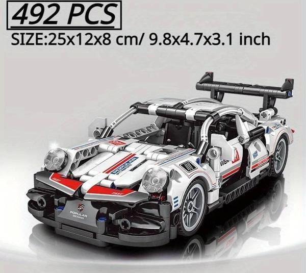 Technic Spor Araba 3D Lego BUILDING BLOCKS 492 Parça 6+ YAŞ Puzzle Çek-Bırak Araba Hediye - Image 1