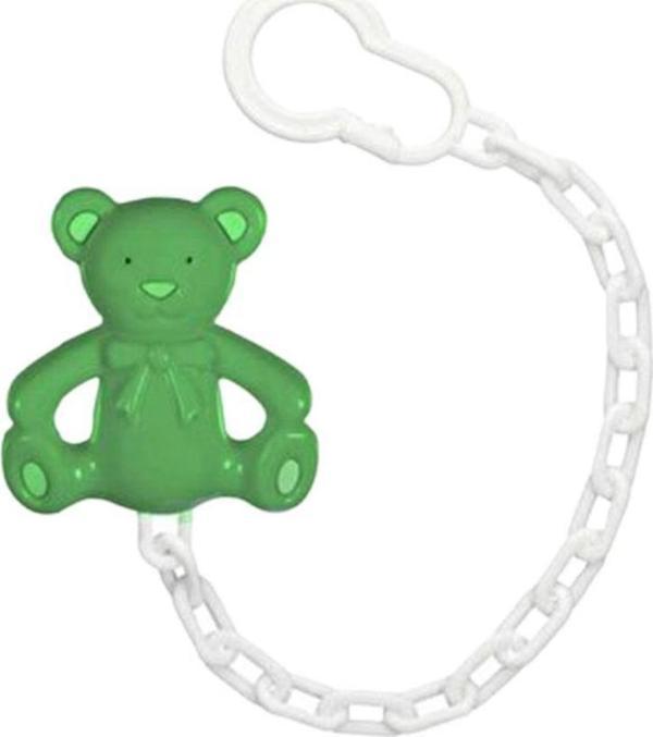 Wee Baby 903 Figürlü Emzik Askısı - Yeşil Ayı Beyaz Sap - Image 1