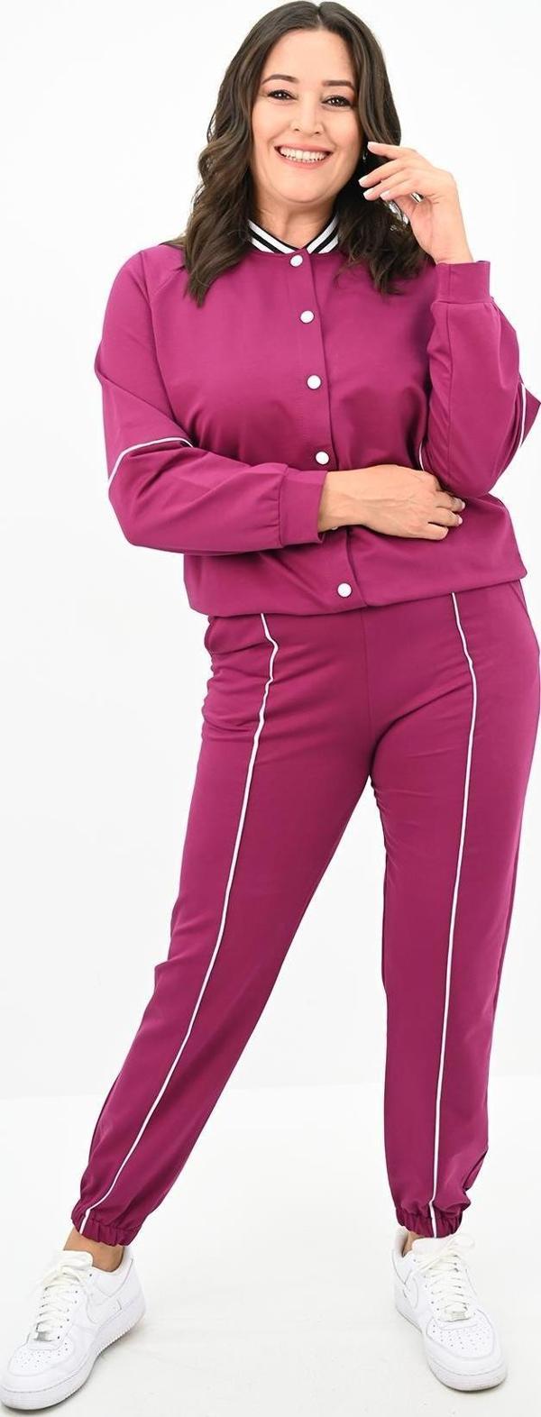 Kadın Büyük Beden Çıtçıt Kapama Detaylı Eşofman Takımı 8132-25 - Image 1
