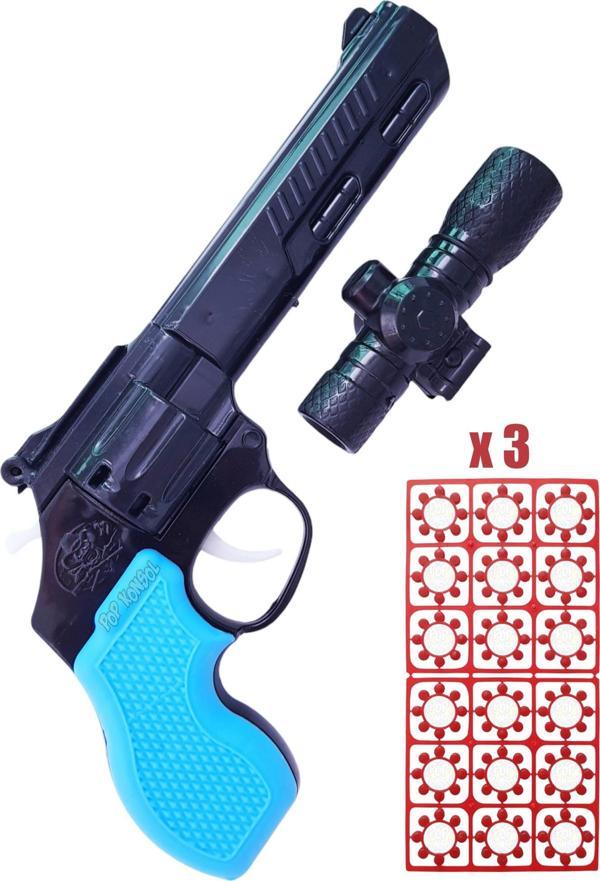 Dürbünlü Pat Pat Mantar Tabancası 3 Paket Kapsül Set Mavi - Image 1