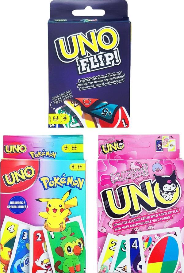 Uno Flip Pokemon ve Kuromi Oyun Kartları Seti - Image 1