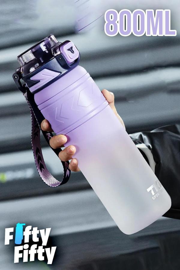 TKK 800 ML Çift Renk Softtouch Pipetli/Rahat içim Bpa İçermeyen Taşıma Askılı Tritan Su Matarası FFTKK1020G-800ML - Image 1