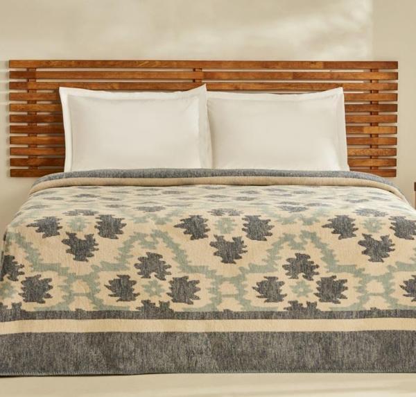 Karaca Home Damask Lacivert Çift Kişilik Pamuklu Battaniye - Image 1