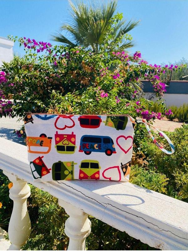 Aşk ve Barış sembollü Makyaj/El/Hediyelik/Clutch Çanta - Image 1