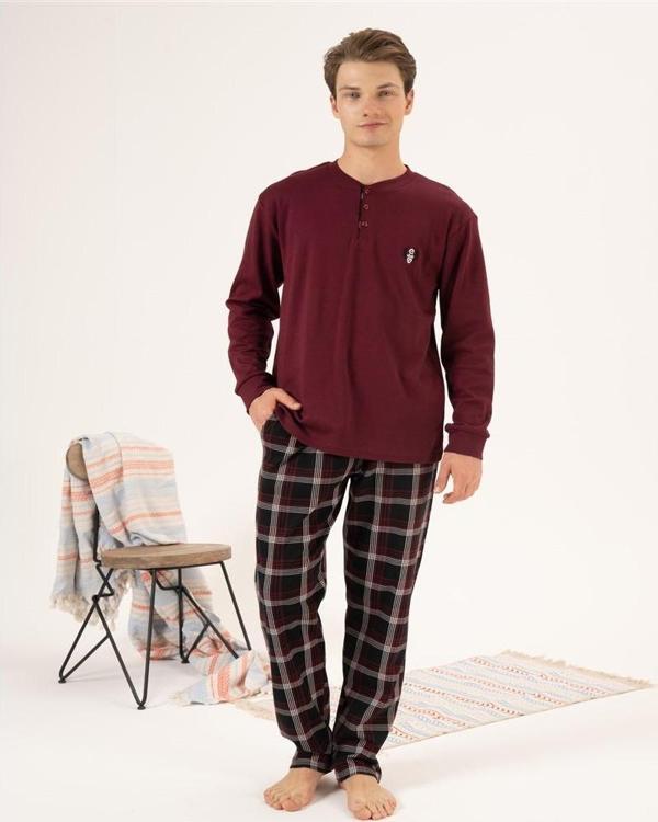 Estiva %100 Pamuk İnterlok Ekose Kareli Erkek Pijama Takım  - Image 1