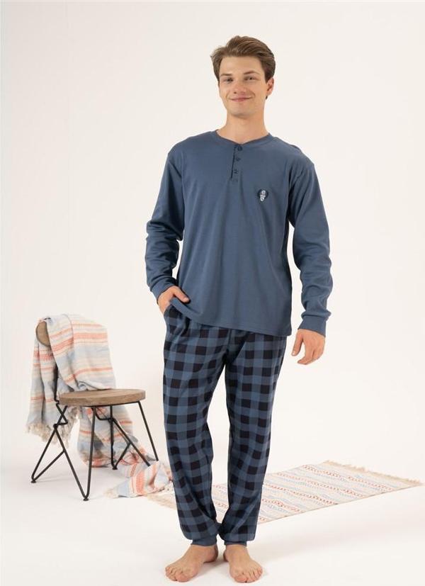 Estiva %100 Pamuk İnterlok Uzun Kol Erkek Pijama Takım  - Image 1