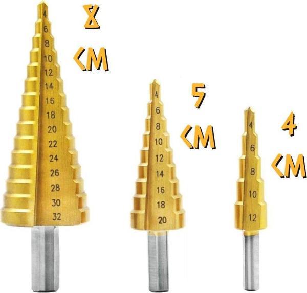 Kupa Tyson Çam Panç Kademeli Matkap Ucu Seti 4-12 - 4-20 - 4-32 mm. - Image 1