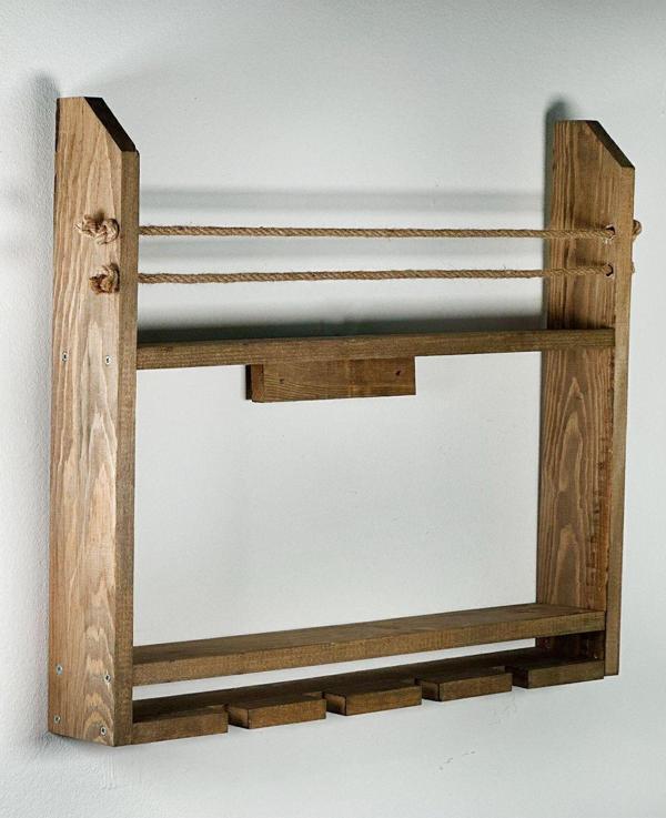Rustik Ahşap Şaraplık Halatlı Içki Barı Standı - Image 1